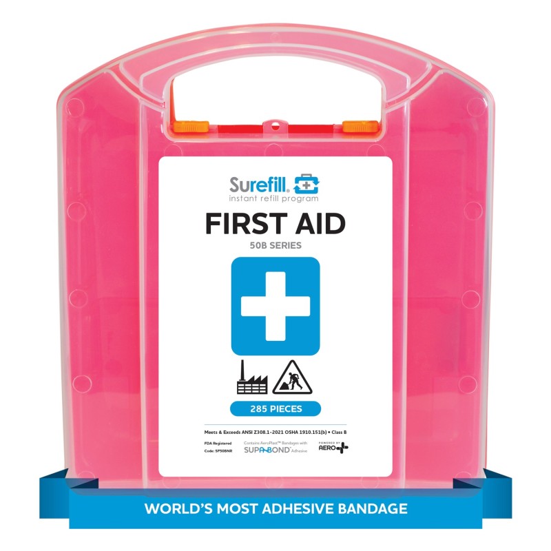 Surefill® 50B Series ANSI B First Aid Kit – Red Translucent Case