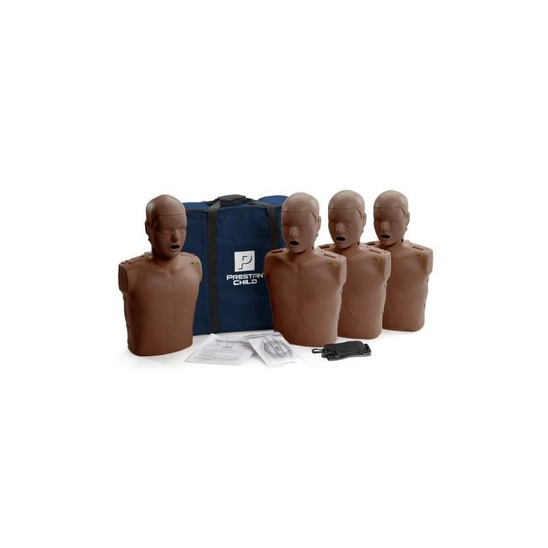 PRESTAN Professional Child  Manikin 4-Pack with CPR Monitor Dark Skin Tone