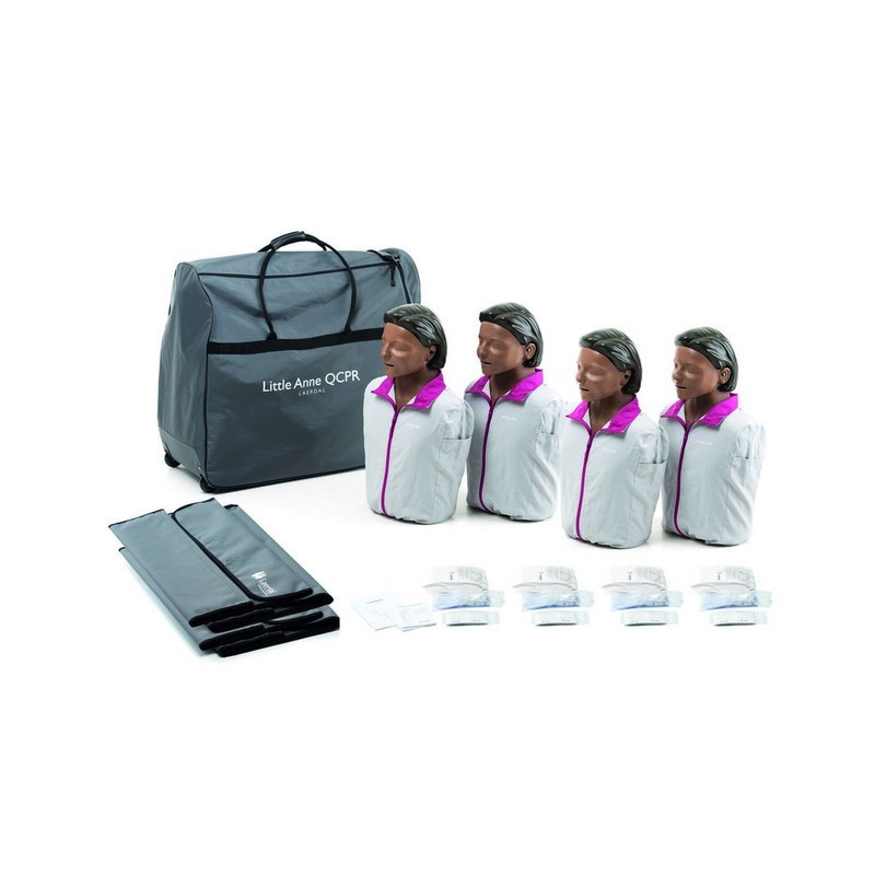 Laerdal Little Anne QCPR with Soft Pack Training Mat Dark Skin Tone 4-Pack