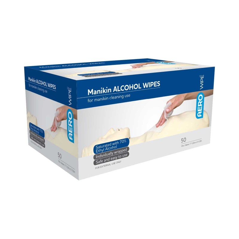 AEROWIPE™ CPR Manikin Alcohol Cleaning Wipes, 50/box