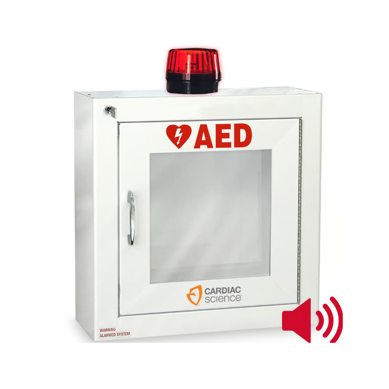 Cardiac Science Semi-Recessed Wall Cabinet with Alarm & Strobe, Security Enabled