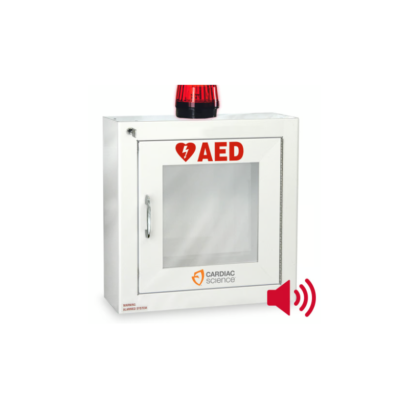 Cardiac Science Fully Recessed Wall Cabinet with Alarm & Strobe, Security Enabled