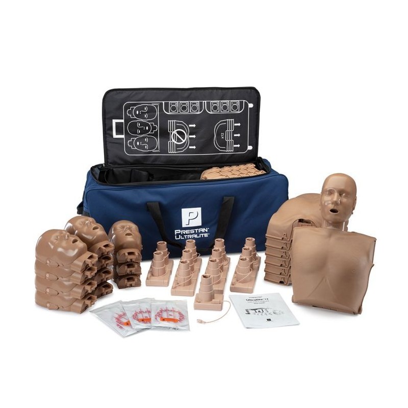 PRESTAN Ultralite Manikins 12-Pack Without CPR Monitor Dark Skin Tone